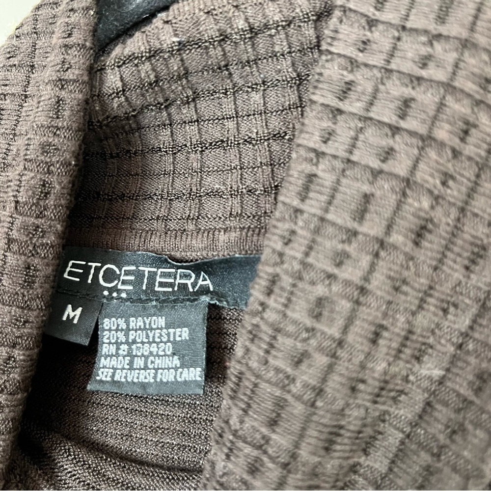 5 for $30 Etcétera women long sleeve turtleneck brown stretch blouse size M - Picture 9 of 14
